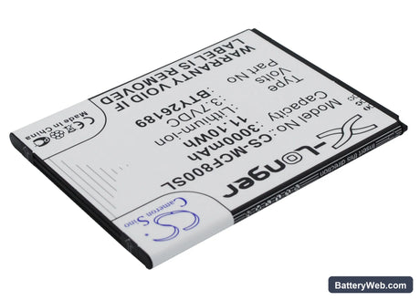 Mobistel Cynus F8 Replacement Battery, 3.7V, 3000mAh, Li-ion 3