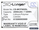 Mobistel Cynus F9 Replacement Battery, 3.8V, 2000mAh, Li-Polymer 5