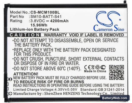 M3 Mobile SM10 Replacement Battery, 3.8V, 4200mAh, Li-ion 5