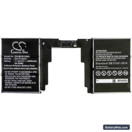 Microsoft Surface Book 3 13.5 Keyboard Replacement Battery, 11.36V, 4800mAh, Li-Polymer 3