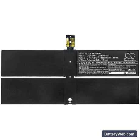Microsoft Surface 1769 Replacement Battery, 7.57V, 5900mAh, Li-Polymer 3