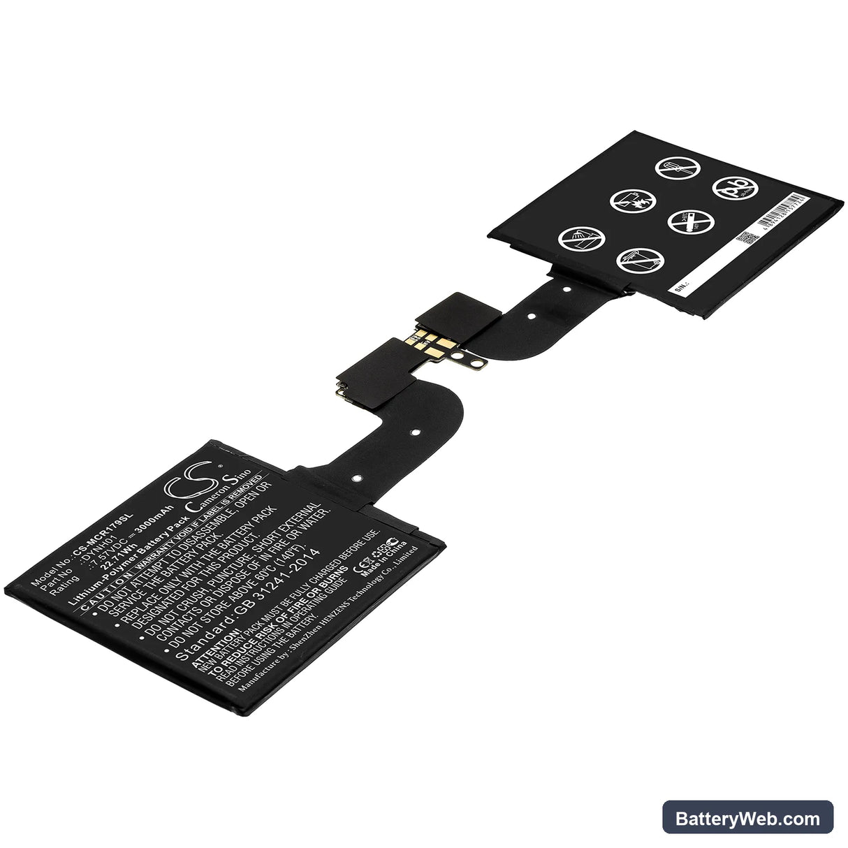 Microsoft Surface Book 2 1793 15 Replacement Battery, 7.57V, 3000mAh, Li-Polymer 1