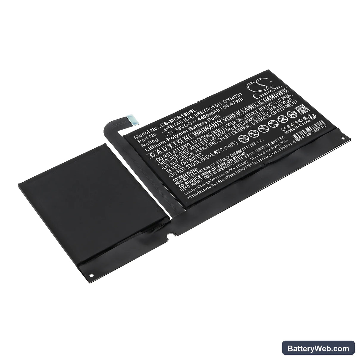 Microsoft Surface Pro 8 Replacement Battery, 11.38V, 4400mAh, Li-Polymer 1