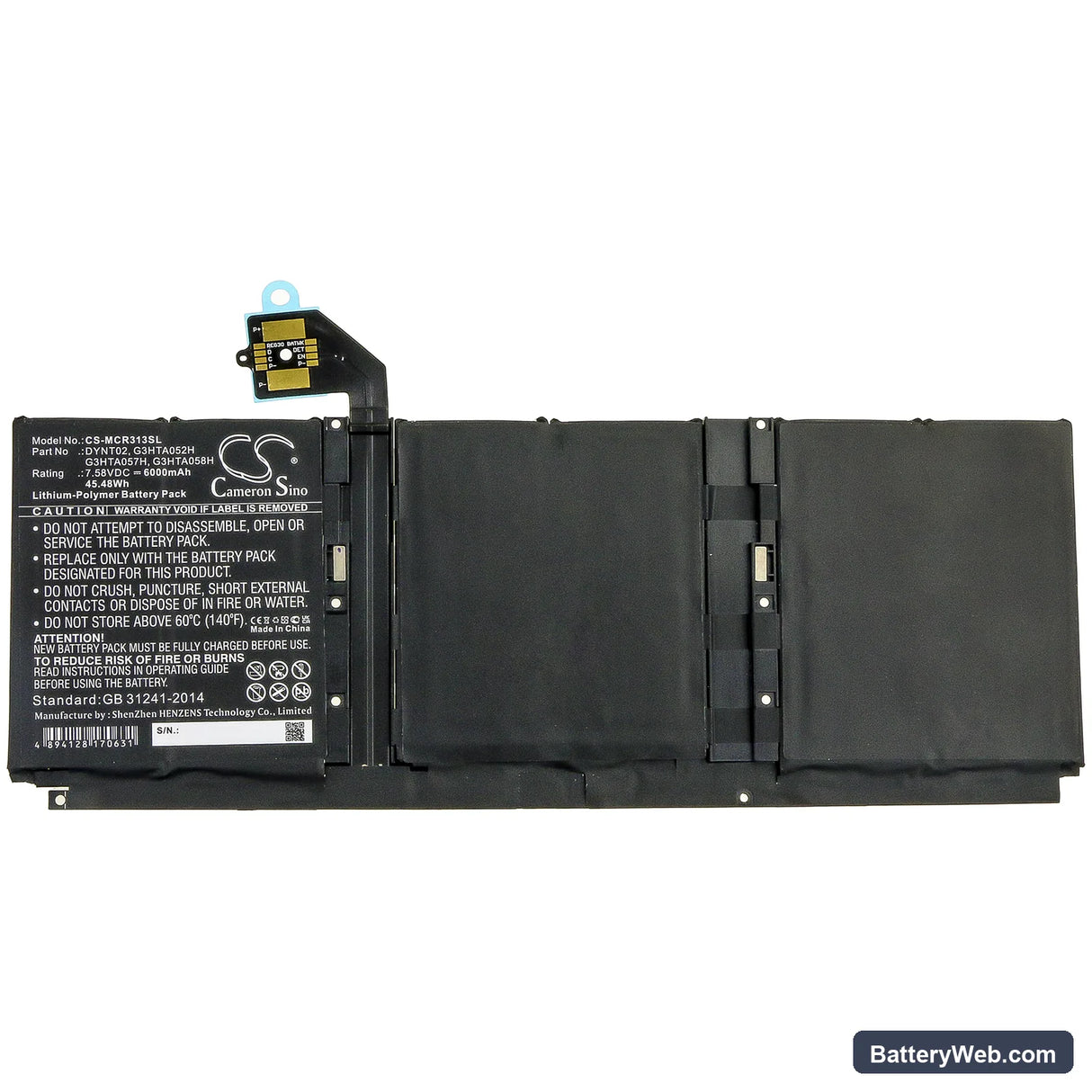 Microsoft Surface Book 3 13 Core i5-1035G7 Replacement Battery, 7.58V, 6000mAh, Li-Polymer 3