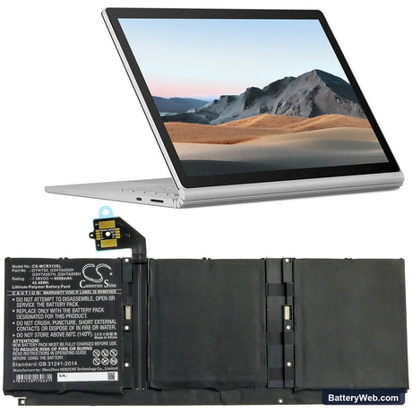 Microsoft Surface Book 3 13 Core i5-1035G7 Replacement Battery, 7.58V, 6000mAh, Li-Polymer 5