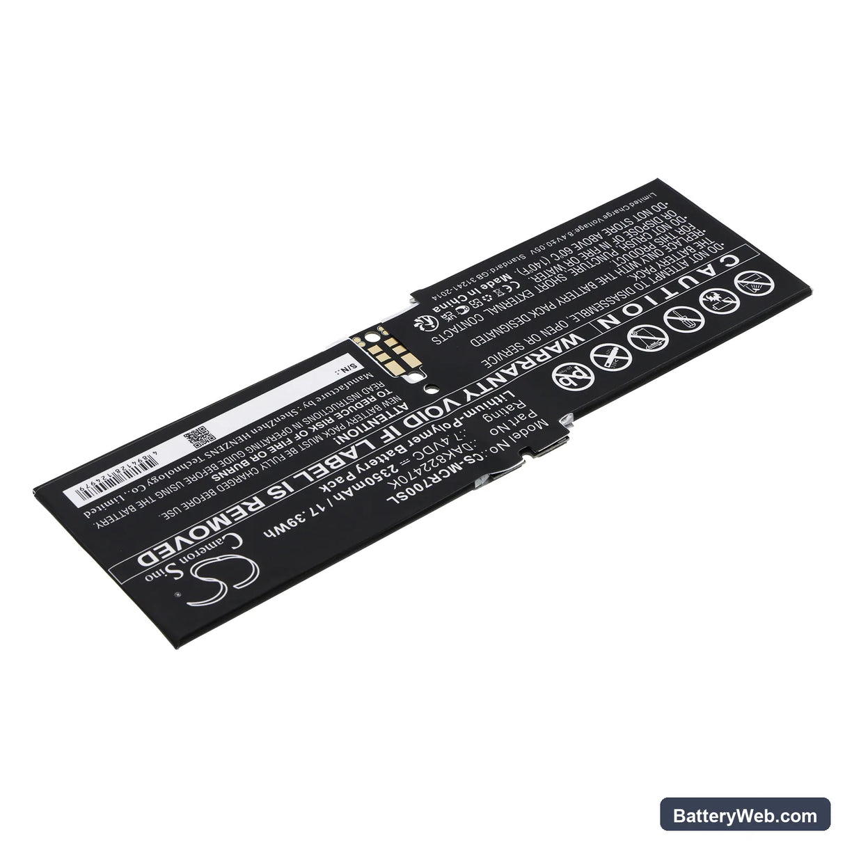 Microsoft Surface CR7 13.5" Replacement Battery, 7.4V, 2350mAh, Li-Polymer 2