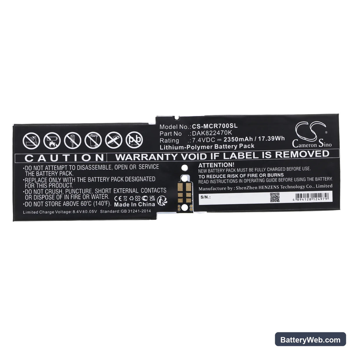 Microsoft Surface CR7 13.5" Replacement Battery, 7.4V, 2350mAh, Li-Polymer 3