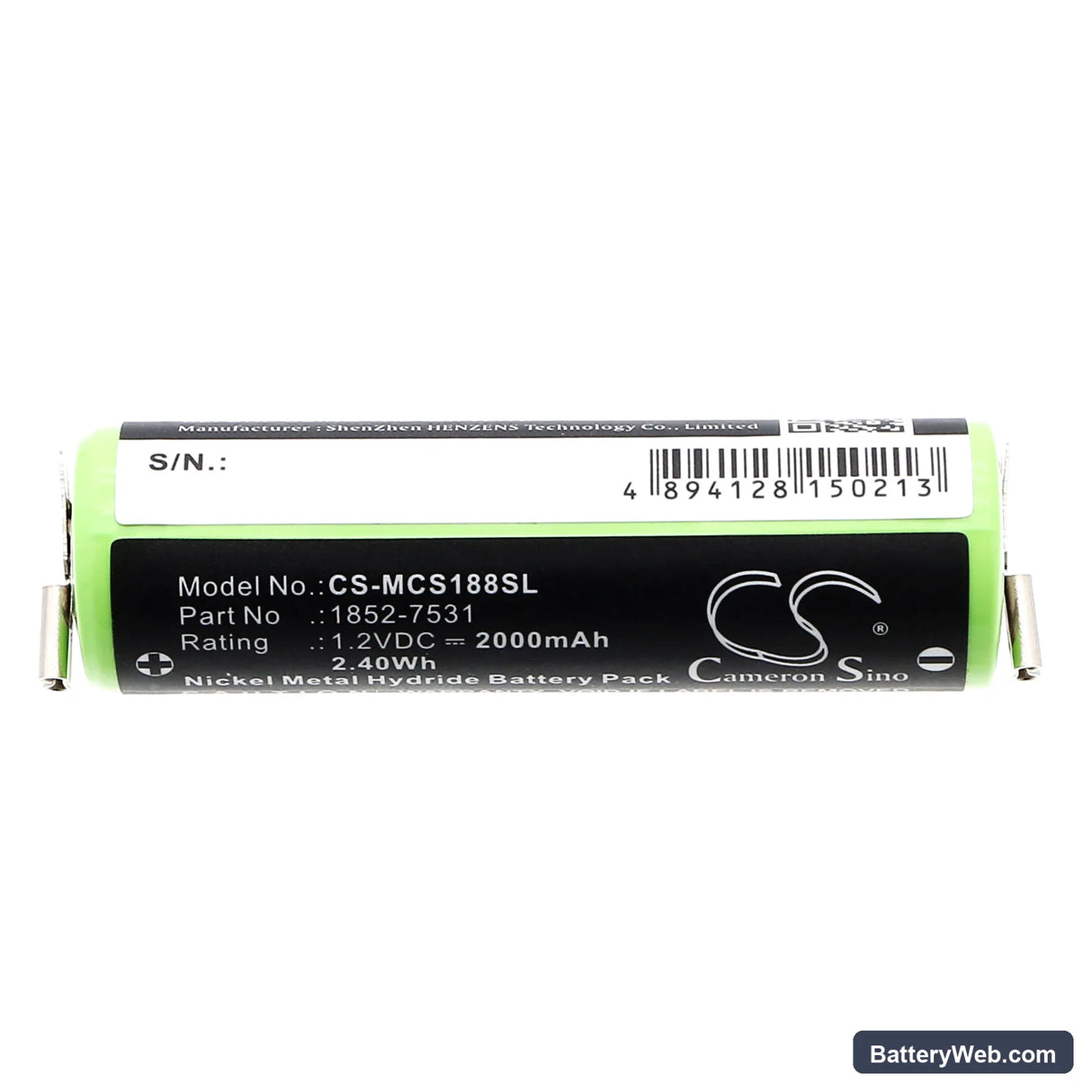 Wella Xpert HS50 Replacement Battery, 1.2V, 2000mAh, Ni-MH 3