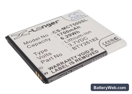 MyPhone A919i Dual Replacement Battery, 3.7V, 1700mAh, Li-ion 1