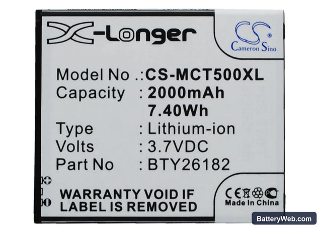 Mobistel Cynus T5 Replacement Battery, 3.7V, 2000mAh, Li-ion 1