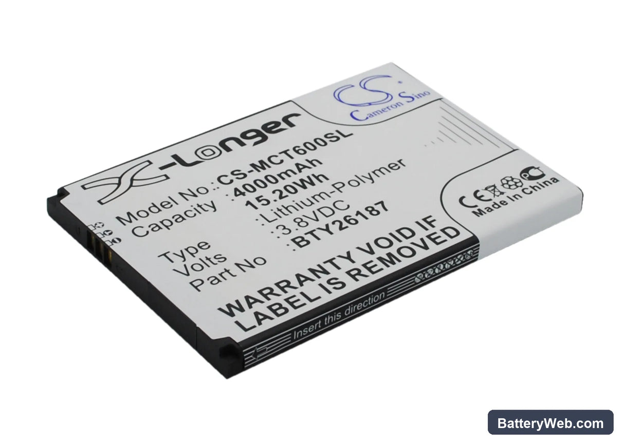 Mobistel Cynus T6 Replacement Battery, 3.8V, 4000mAh, Li-Polymer 2