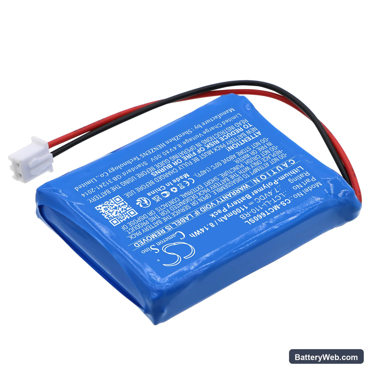Tree LCT-Li-7 Replacement Battery, 7.4V, 1100mAh, Li-Polymer 2