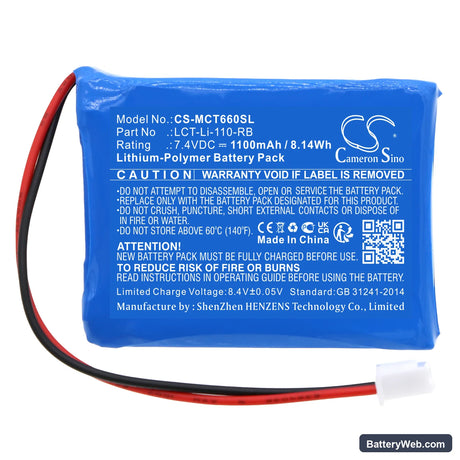 Tree LCT-Li-7 Replacement Battery, 7.4V, 1100mAh, Li-Polymer 3