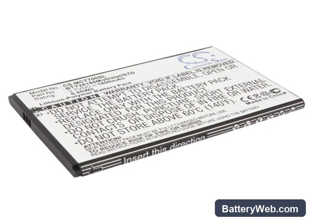 Mobistel Cynus T7 Replacement Battery, 3.7V, 1800mAh, Li-Polymer 1