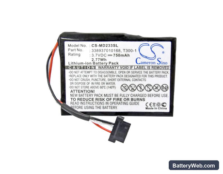 Medion GoPal E4435 Replacement Battery, 3.7V, 750mAh, Li-ion 5