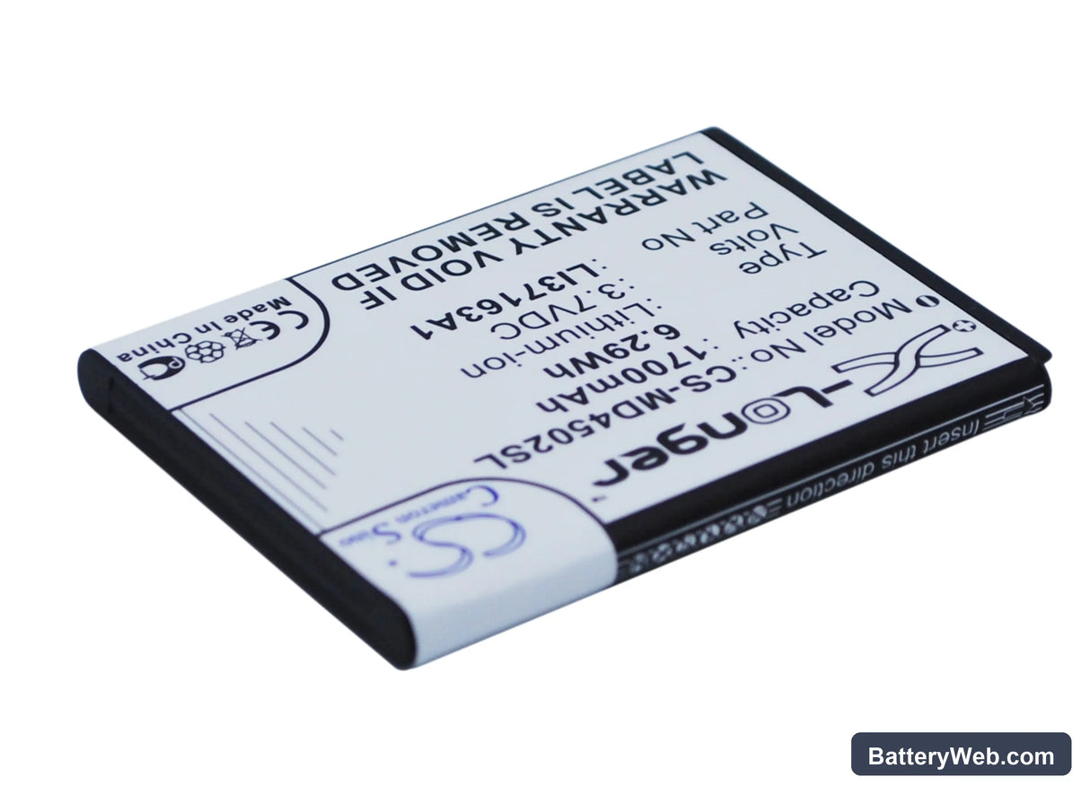 Medion Life E4502 Replacement Battery, 3.7V, 1700mAh, Li-ion 3