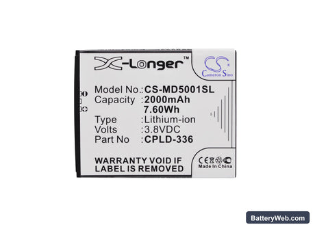 Medion Life P5001 Replacement Battery, 3.8V, 2000mAh, Li-Polymer 5