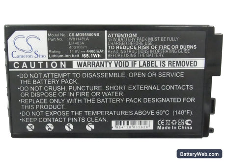 Medion MD95500 Replacement Battery, 14.8V, 4400mAh, Li-ion 5
