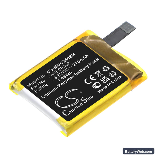 Movado Connect 2.0/40 Replacement Battery, 3.8V, 270mAh, Li-Polymer 1