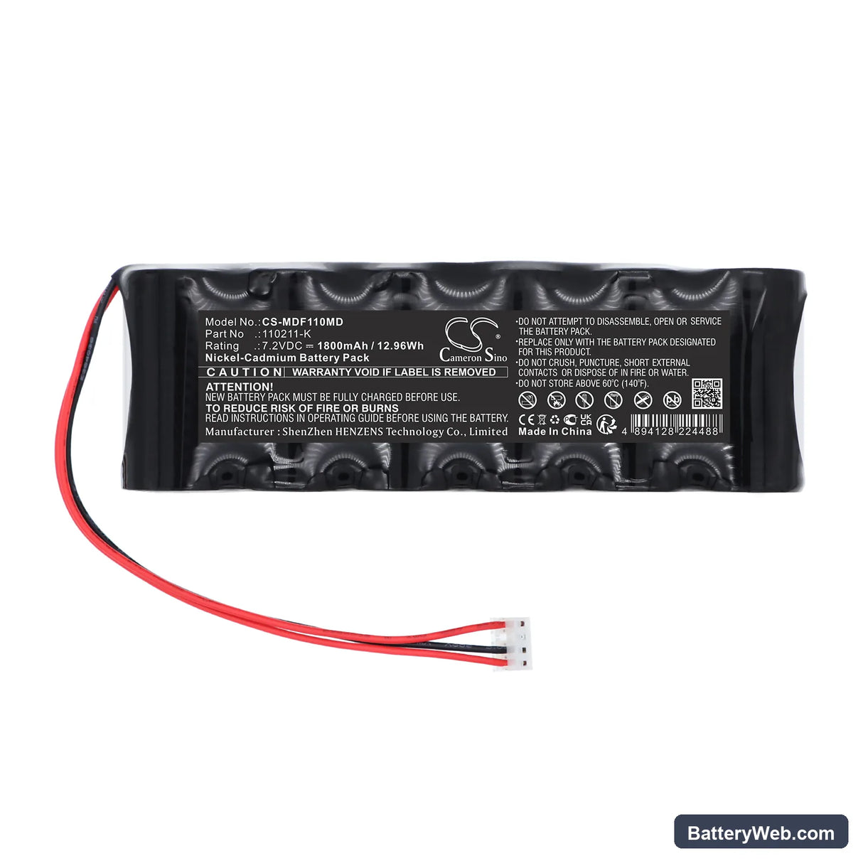 Medfusion Infusor 2001 Replacement Battery, 7.2V, 1800mAh, Ni-CD 3