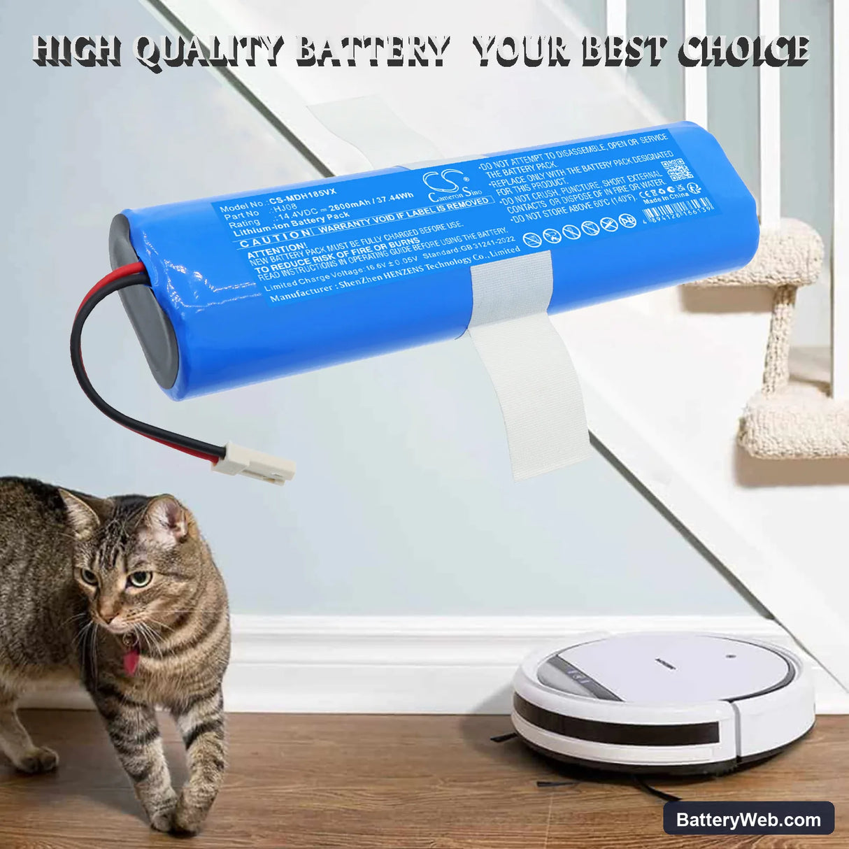 Tesla RoboStar T10 Replacement Battery, 14.4V, 2600mAh, Li-ion 6
