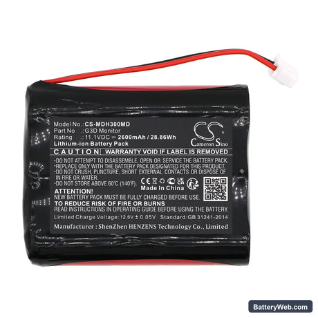 Meditech G3D Monitor Replacement Battery, 11.1V, 2600mAh, Li-ion 3