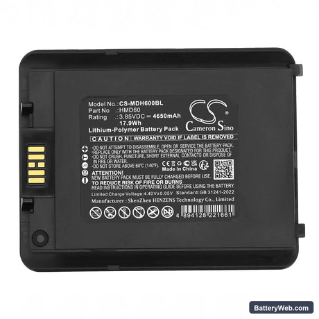 Mindeo M60 Replacement Battery, 3.85V, 4650mAh, Li-Polymer 5