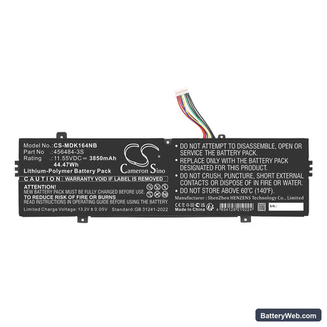 Medion Akoya E14303 (NS14AR) Replacement Battery, 11.55V, 3850mAh, Li-Polymer 3