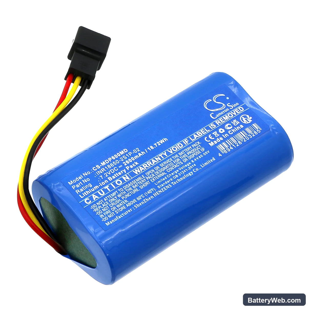 Medcaptain SYS-6010A Replacement Battery, 7.2V, 2600mAh, Li-ion 1