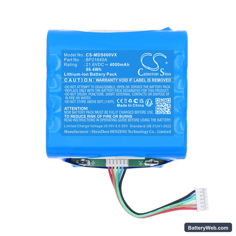Midea S60 Replacement Battery, 21.6V, 4000mAh, Li-ion 3