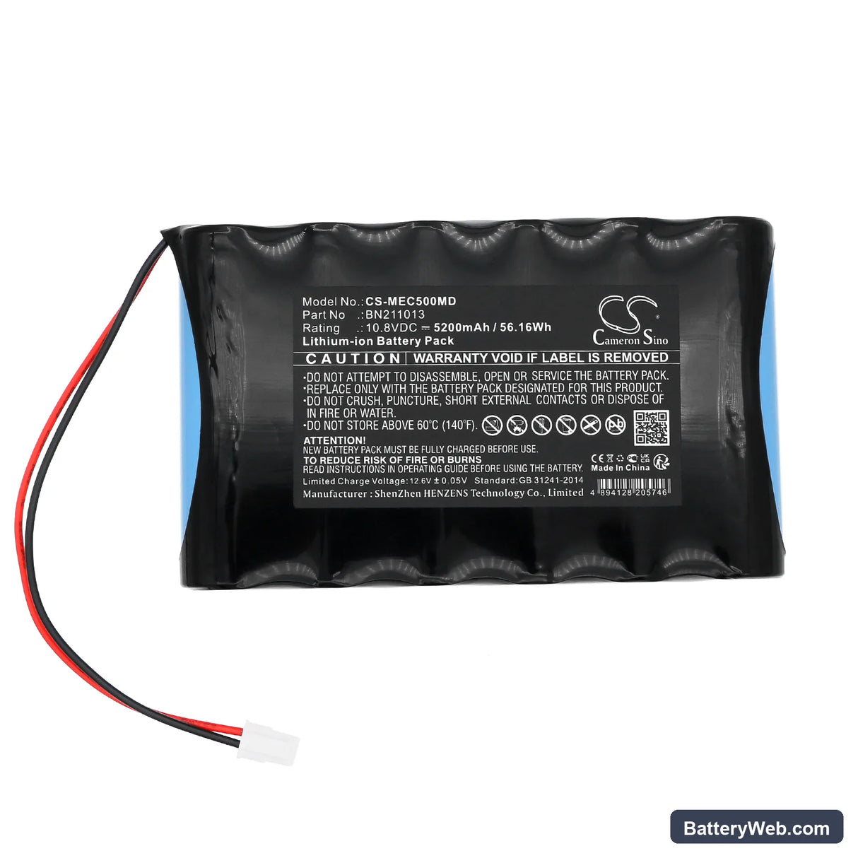 Medical Econet Compact Type 9 Replacement Battery, 10.8V, 5200mAh, Li-ion 3