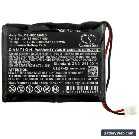 Mediaid 34 Pulse Replacement Battery, 7.4V, 800mAh, Li-ion 3