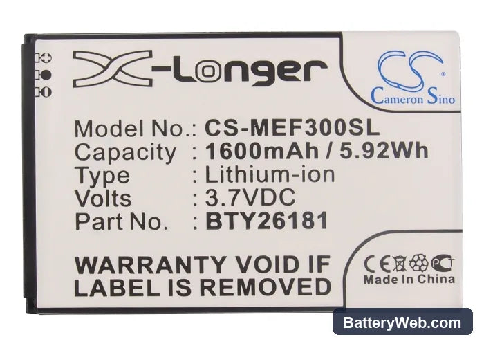 Mobistel Cynus F3 Replacement Battery, 3.7V, 1600mAh, Li-ion 5