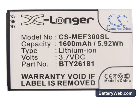 Mobistel Cynus F3 Replacement Battery, 3.7V, 1600mAh, Li-ion 5