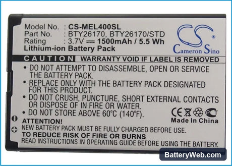 Elson EL400 Replacement Battery, 3.7V, 1500mAh, Li-ion 5