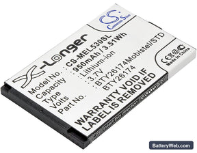 Mobistel EL530 Replacement Battery, 3.7V, 950mAh, Li-ion 1