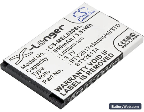 Mobistel EL530 Replacement Battery, 3.7V, 950mAh, Li-ion 1