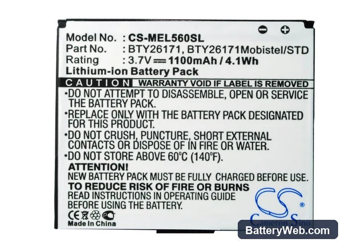 Elson EL560 Replacement Battery, 3.7V, 1100mAh, Li-ion 4