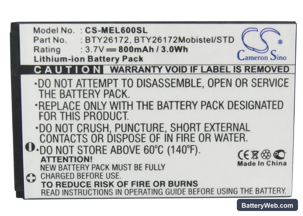 Emporia Mobistel EL600 Replacement Battery, 3.7V, 800mAh, Li-ion 5