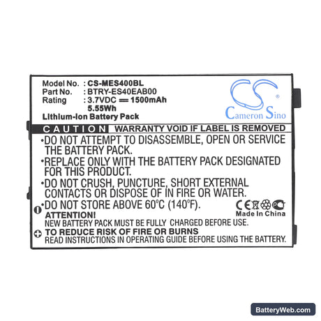 Symbol ES400 Replacement Battery, 3.7V, 1500mAh, Li-ion 5
