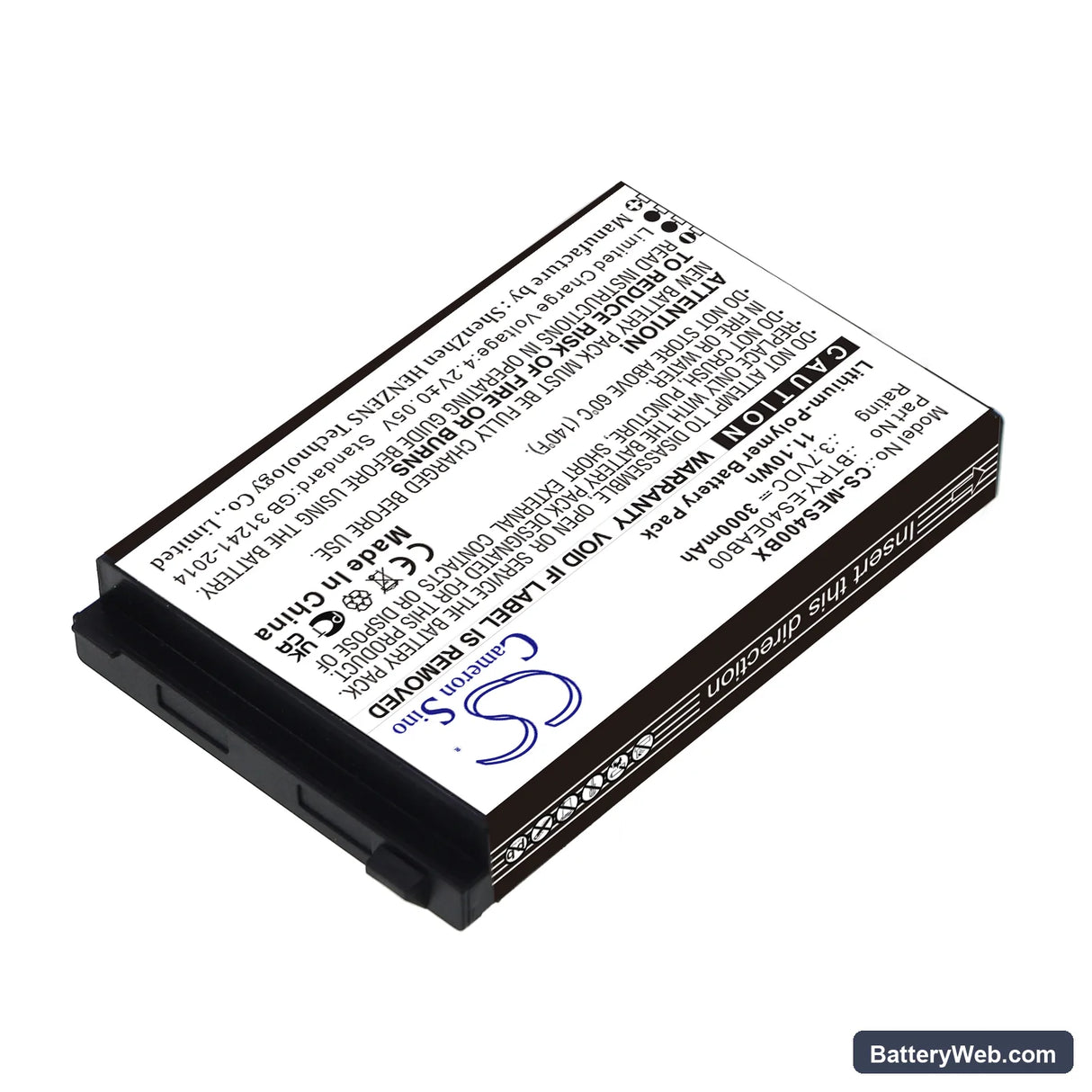 Symbol ES400 Replacement Battery, 3.7V, 3000mAh, Li-Polymer 2