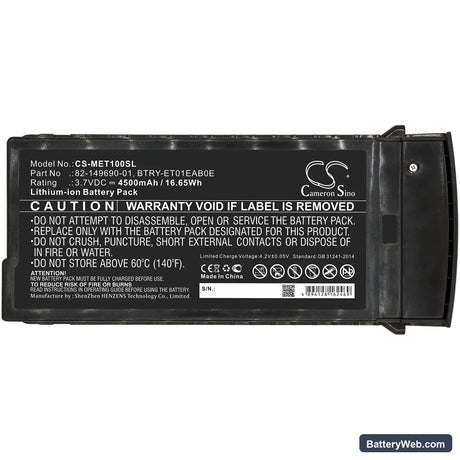 Motorola ET1 Replacement Battery, 3.7V, 4500mAh, Li-ion 3