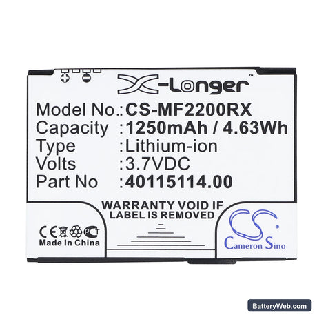 Novatel Wireless MiFi2200 Replacement Battery, 3.7V, 1250mAh, Li-ion 5