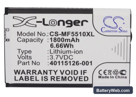 Novatel Wireless MiFi 5510 Replacement Battery, 3.7V, 1800mAh, Li-ion 5