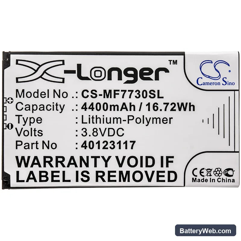 Novatel Wireless MiFi 7730L Replacement Battery, 3.8V, 4400mAh, Li-Polymer 3