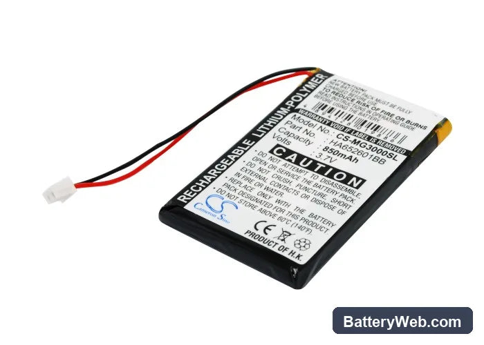 Typhoon MyGuide 3000 Replacement Battery, 3.7V, 850mAh, Li-Polymer 2