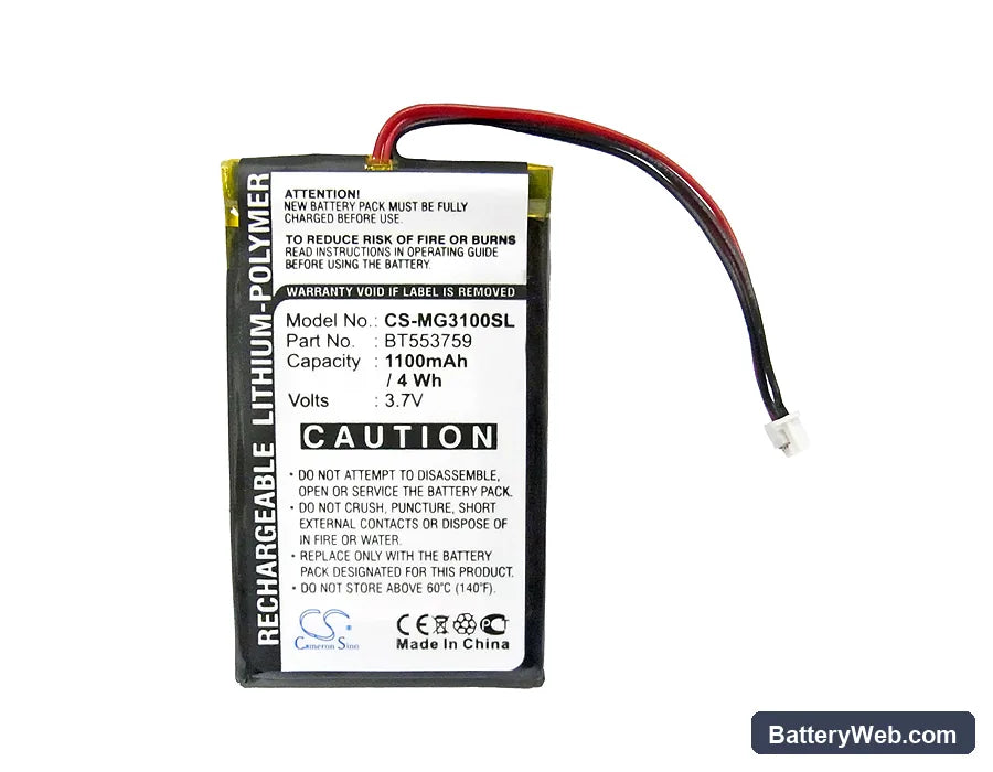 Typhoon MyGuide 3100 Replacement Battery, 3.7V, 1100mAh, Li-Polymer 5