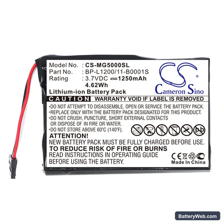 Typhoon MyGuide SilverGuide 5000 Replacement Battery, 3.7V, 1250mAh, Li-ion 3