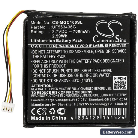Magellan Cyclo100 Replacement Battery, 3.7V, 700mAh, Li-ion 3