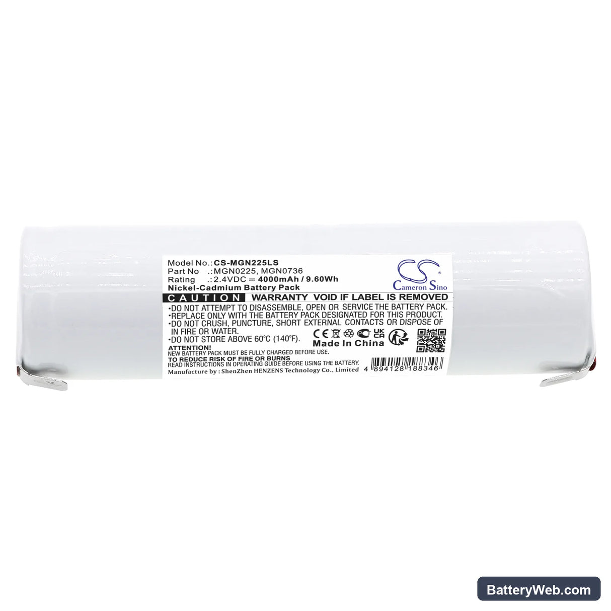 URA 130040 Replacement Battery, 2.4V, 4000mAh, Ni-CD 3